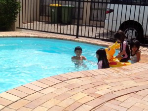 Kids in our very own pool